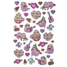 Valentine Sloth Stickers with Silver Accents 40pc