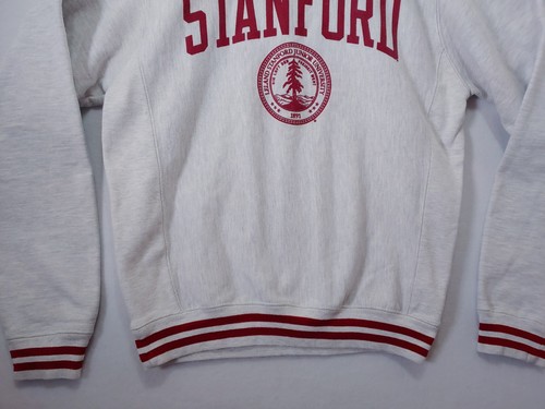 Vintage Stanford Champion Reverse Weave Sweatshirt Size Small Gray Red Stripe - Afbeelding 3 van 12