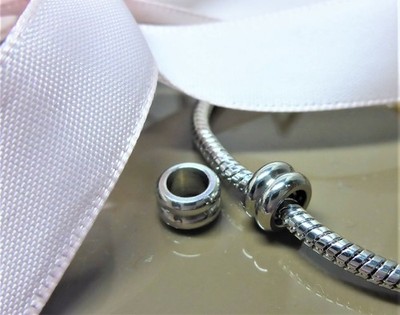 2x NEU Silber Zwischenelement STOPPER DOTS CHARM f Schlangenglieder Armband Ring