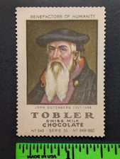 Vintage John Guttenberg Printing Press Tobler Chocolate Poster Stamp