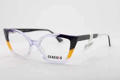 NEW GENESIS MOD.GV1582 COL.1 CLEAR PURPLE BROWN AUTHENTIC EYEGLASSES 53-18