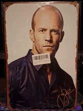 Actor Jason Statham Tin Metal Wall Sign Decor Man Cave Fans Decoration 12x8 Inch
