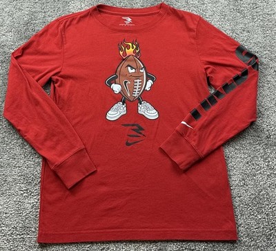 3BRAND Nike Shirt Youth Large Red Football Fired Up Long Sleeve Graphic Tee