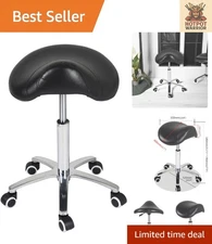 Adjustable Hydraulic Saddle Stool Rolling Chair - Comfort for 400 lbs - Black