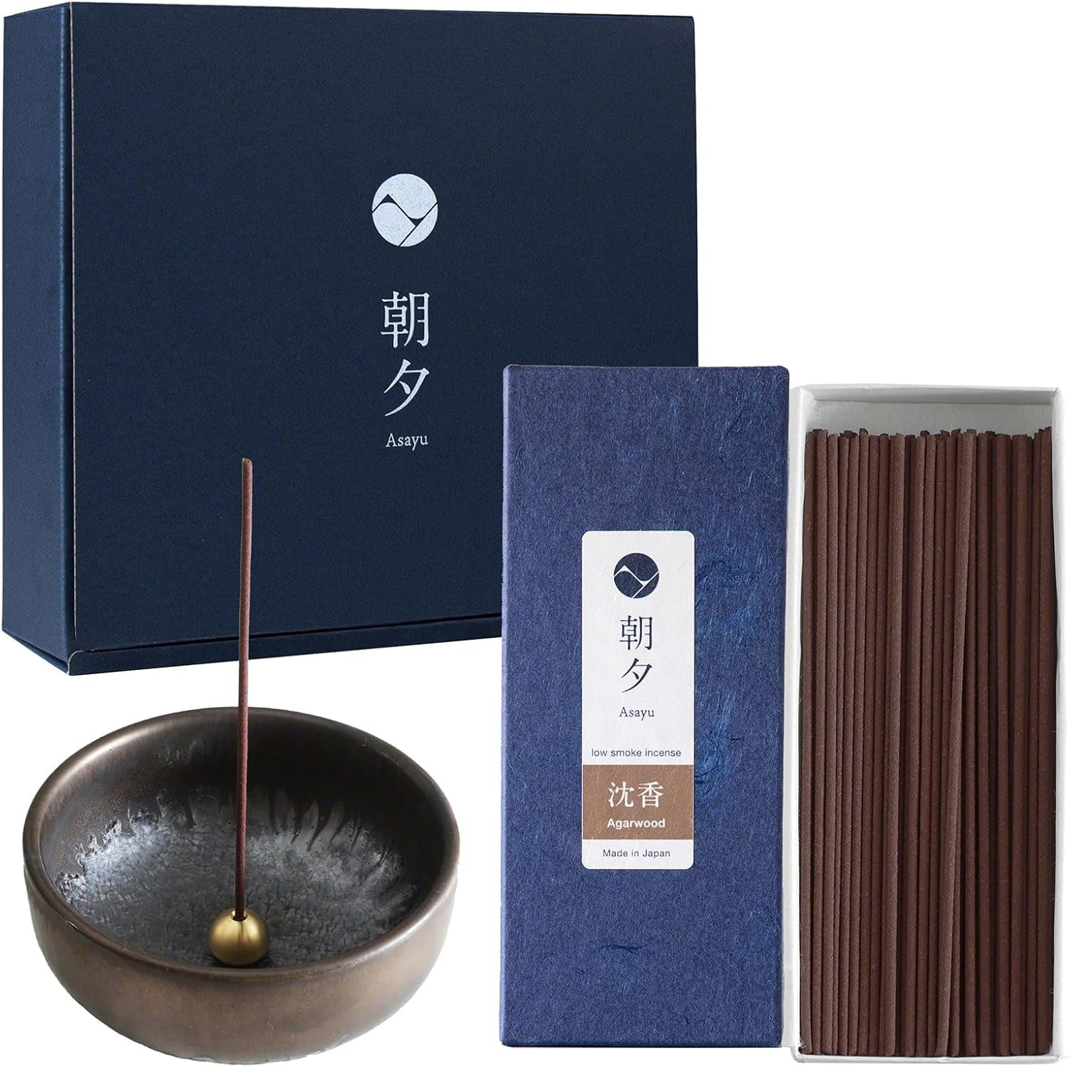 Asayu Japan Portaincenso Wabi-Sabi – Piatto In Ceramica Giapponese E Supporto In Ottone Per Bastoncini – Fatto A Mano A Gifu, Colore Arancione