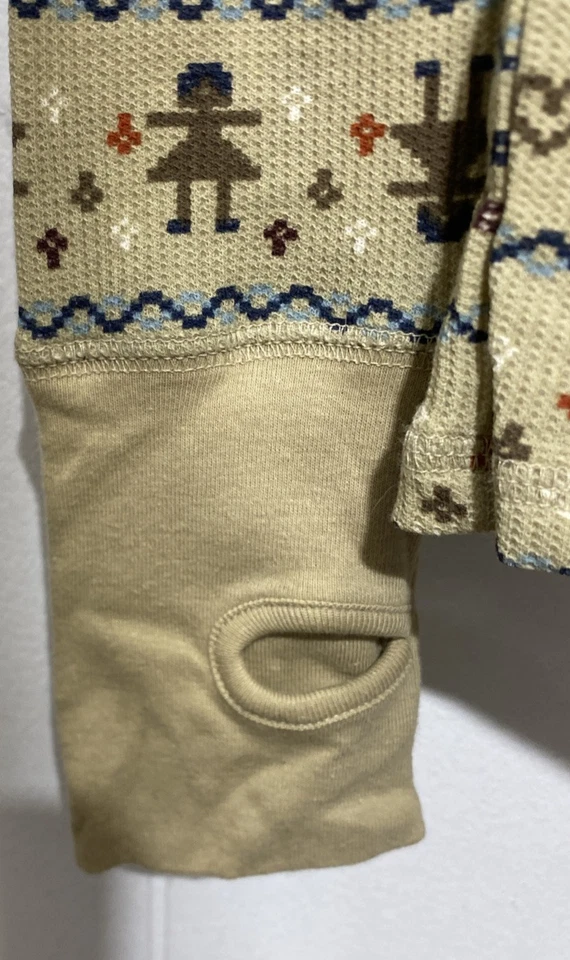 Top Térmico Arizona Vintage Junior Mediano Geométrico Personas Caqui Tejido Waffle NUEVO Foto 4 de 4