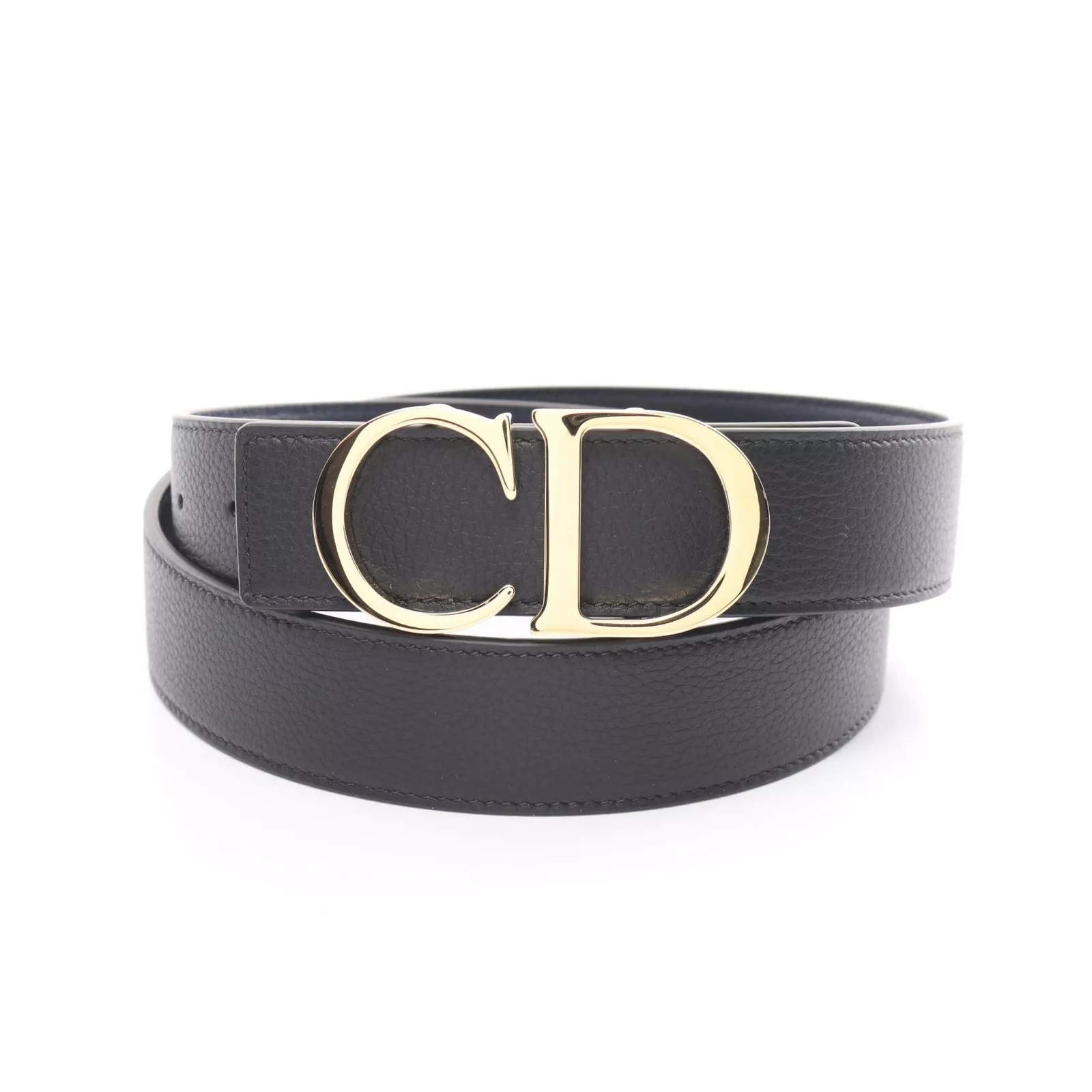 Christian Dior CD Logo Ceinture Réversible 4353ORTAMH16Q95 Cuir Noir Marine