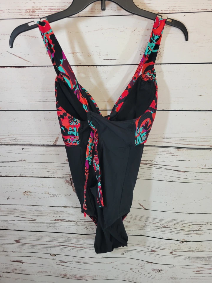 Traje de baño Aqua Traje de baño Verde Rosa Paisley Bloque Una pieza Playa Para mujer Talla Grande Foto 2 de 4