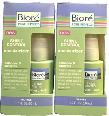2 biore shine control moisturizer oil free 1.7oz ea