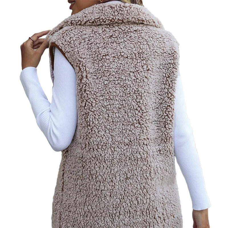 Women s 2023 Winter Casual Sherpas Fleece Vest Fall Warm Button Down Vest - image 4 of 4