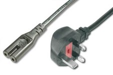 2M UK MAINS CABLE - 13A UK PLUG TO C7 FIGUREURE 8" SOCKET"