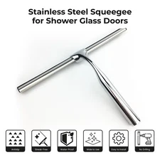 10" Stainless Steel Squeegee Window Cleaning for Shower Glass, Mirror and Car