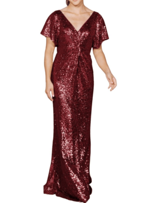 strapless open back dress Wine Red Sequin Mermaid Evening Dresses with Overskirt, Elegant Strapless Party Dresses Custom Size / Wine Red main image 1