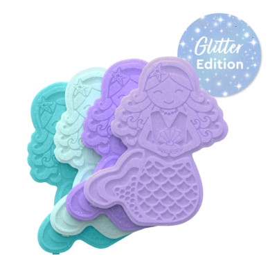 Bentgo Buddies Slim Ice Packs Set of 2 - Glitter Mermaid Design for Kids Lunches