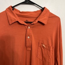 Tommy Bahama Relax XL orange Long Sleeve Polo Button Cuff 100 Pima Cotton