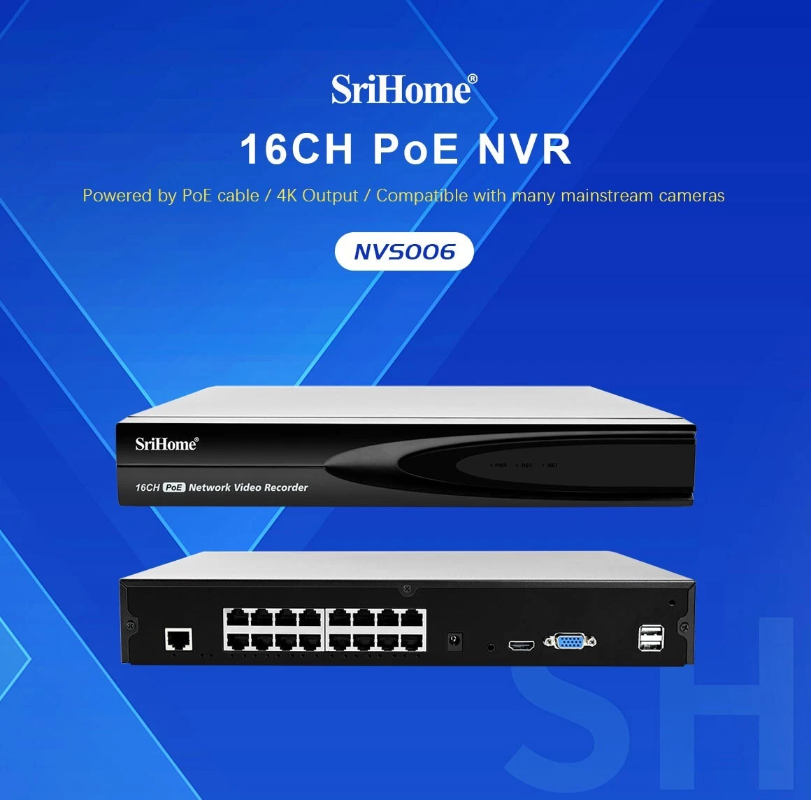 Sricam 16CH POE NVR H.265 ONVIF 8TB HDMI 4K Output Network Recorder Up To 5MP Se