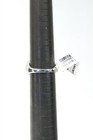 Signed 10K White Gold 1.0 cttw Blue & White Diamond Crossover Bypass Ring — photo 4