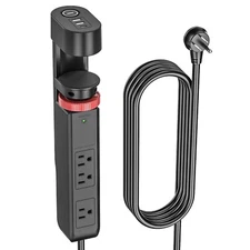 Desk Clip Power Strip, Concealed Design with 3USB Quick Charge Port, 6FT Cord