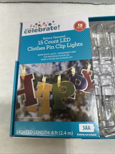 15 Count LED Clothes Pin Clip Lights Warm White Lights Indoor/Outdoor Use New - Picture 4 of 4