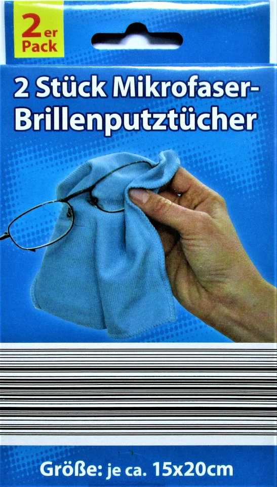 GLOBAL PARTNER Brillenputztuch Mikrofaser-Brillenputztücher 2 Stück 15 x 20 cm