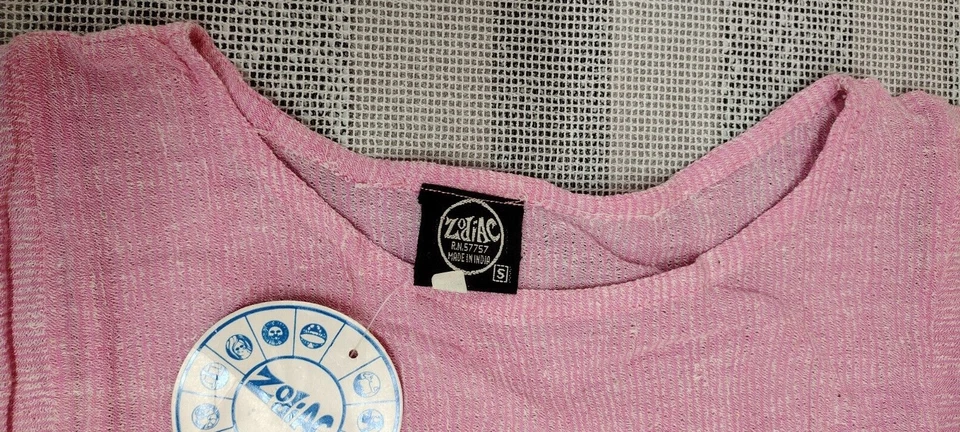 Vestido Gauzy Rosa Algodón India Bohemio Gauzy Verano Bolsillos Cuadrados S/M NUEVA ETIQUETA Foto 4 de 4