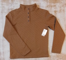 NWT SONOMA Pullover Boys Large Brown Quilted Long Sleeve Quarter Snap Sweater
