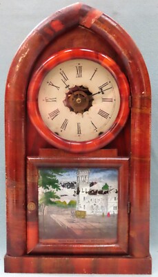 Vintage Kaminuhr 19. Jahrhundert Jerome & Co. New Haven Conn Mahagoni furniert
