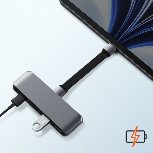 Hub para iPad USB C a HDMI, USB, USB-C 60W, Tarjetas, Toma Jack Satechi Gris - Photo 5/6