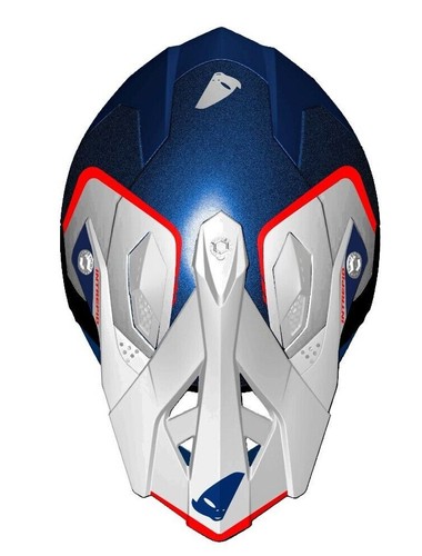 UFO 2024 Intrepid Motocross MX Helmet Red White Blue Gloss - All Adult Sizes - Picture 4 of 5