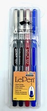 NIP UCHIDA Marvy 0.03mm Point Le Pen Set, Black, Red, and Blue Colors.