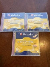 (3) Sealed Verbatim 4 x DVD+RW DVD Rewritable 4.7GB 120 Minutes