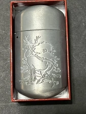 Vintage Philip Morris Portable Metal Litter Device Pocket Ashtray Deer Woods NEW