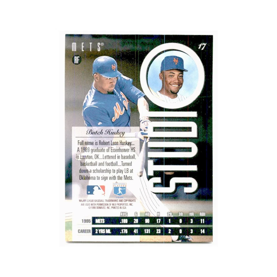 Butch Huskey 1996 Leaf Studio #17 New York Mets Baseball Card NM - Image 2 of 3