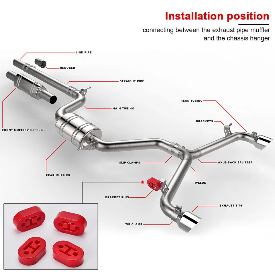 Soporte de escape universal para colgador de tubo de cola de 10 mm de goma roja para automóvil 4x Foto 3 de 4