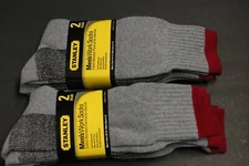 4 Pairs Stanely Men's Work Socks Boots Thermal Crew Gray Black 10-13 Fit 6-12 Rd
