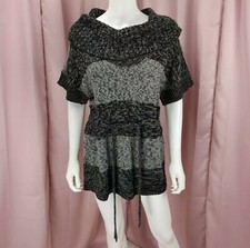 Style & Co. Women's Striped Knit Cowl Neck Belted Sweater Dress Medium