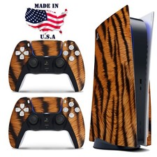PS5 Disc Version Console  Controller Vinyl Skin Decal Wrap Tiger Fur Print
