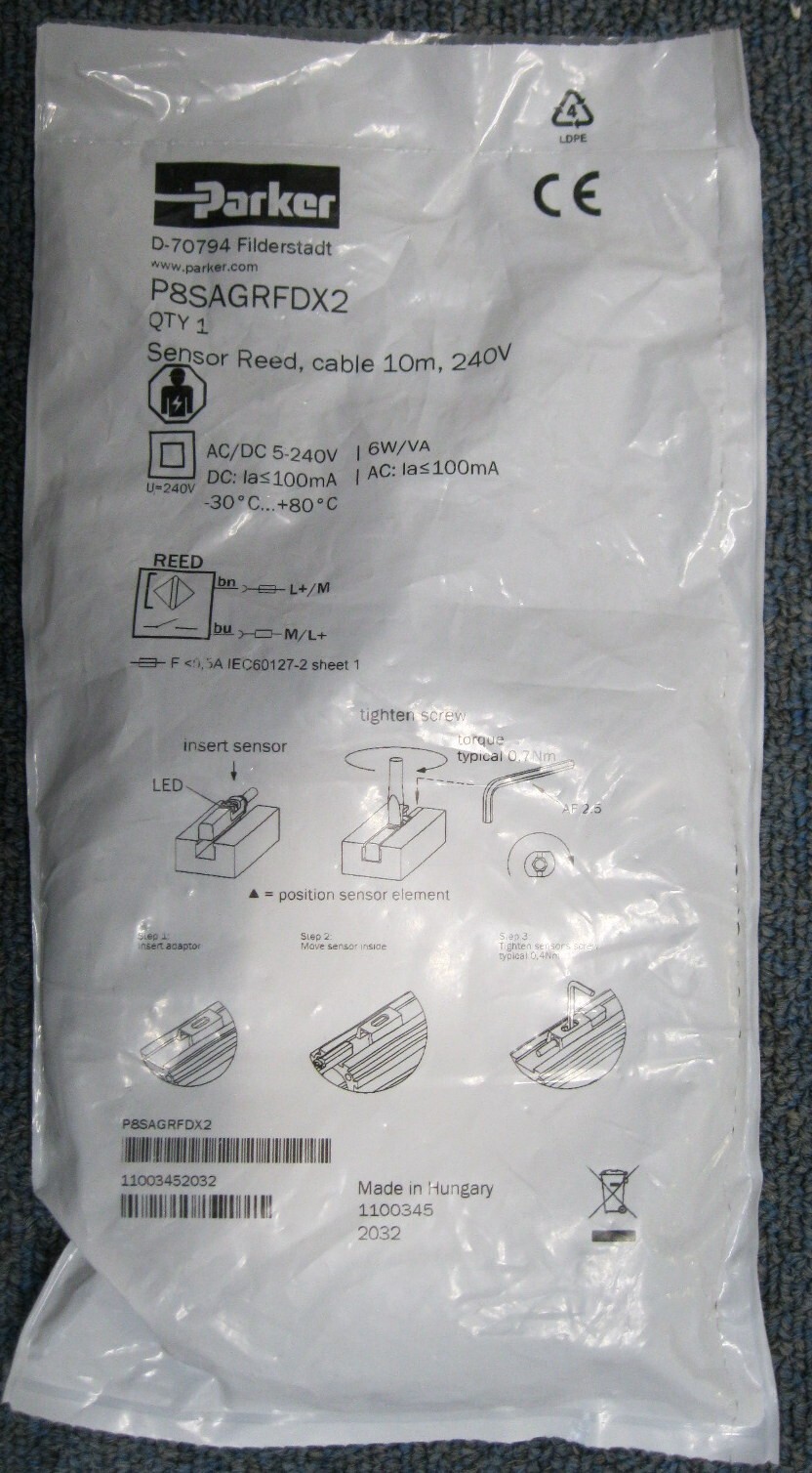 Parker P8SAGRFXDX2 Reed Sensor Cable 10M 240V
