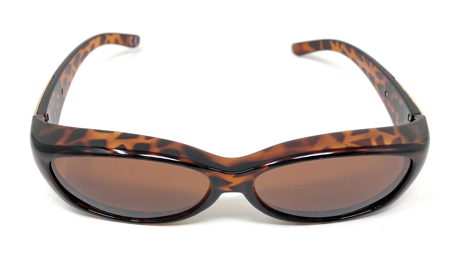 Sunglasses Polarised Optical Covers for Over Spectacles BROWN with Gold NEW 575