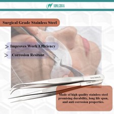 2 Pc Precision Eyelash Extension Volume Tweezers Stainless Steel 6" Serrated Tip