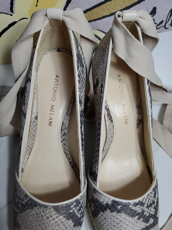 Zapatos con cordones de cuña Antonio Melani de cuero con patrón de pitón de 4" 7 hechos en Brasil  Foto 3 de 4