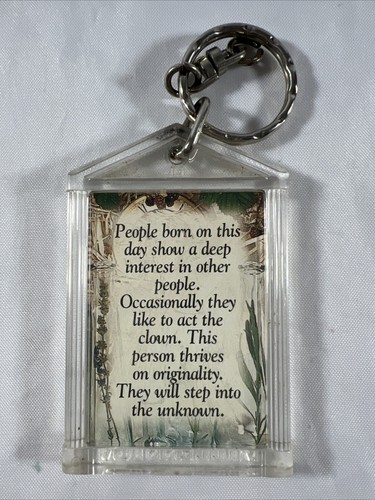 Vintage Keychain JANUARY 22 Birthday Key Ring Fob Dates History Horoscope GVC - Picture 2 of 2