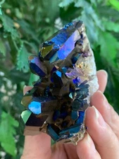 Aura Rainbow Quartz Clusters, Grade A+ Rainbow Aura Quartz Geode, Rainbow Quartz