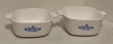 Vtg Corning Ware 1.75 & 1.5 Qt BLUE CORNFLOWER Casserole Dishes No Lids