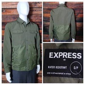 Express Veste Hommes S imperméable Hunter Green pleine poche zippée NWT $128