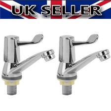 1Pair Lever Basin Sink Taps Pillar Disabled 1/4 Turn Chrome Pair 1/2" -