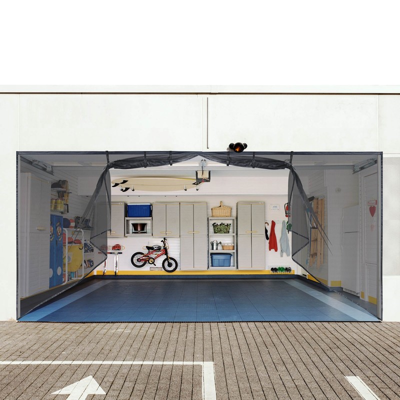 16x7 Ft Garage Door Screen Single Car Insect Bug Mesh Magnetic Weighted Bottom