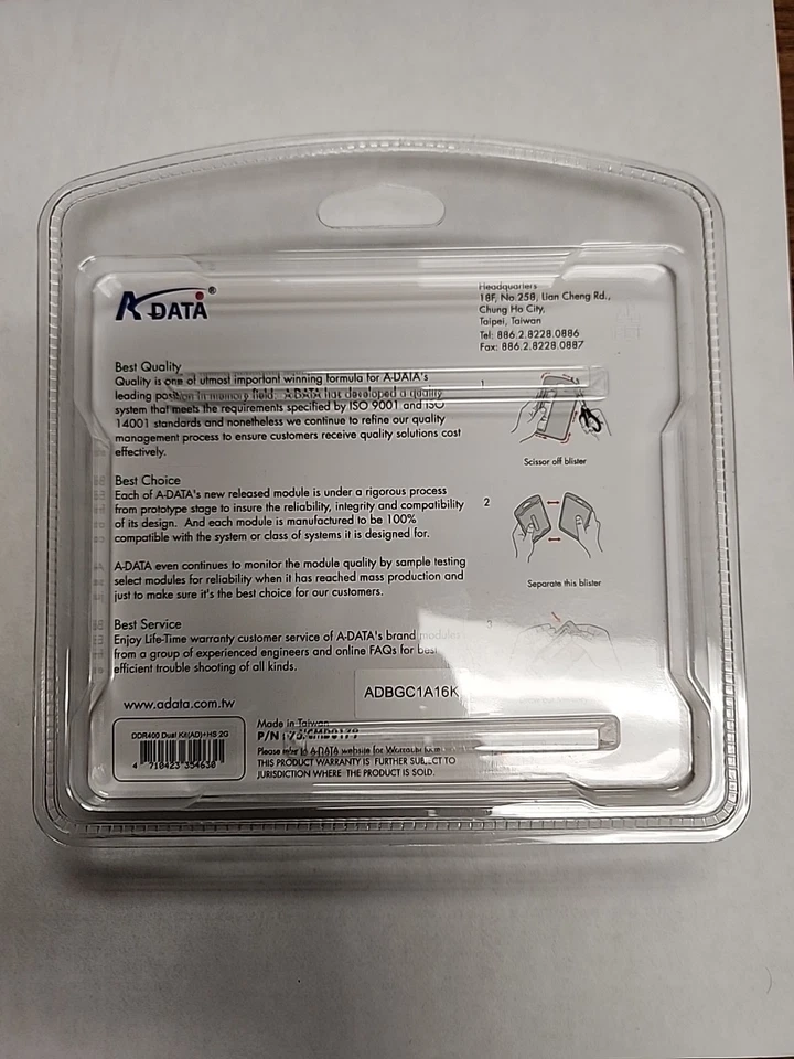 Adata PN: 75icmd0179, DDR 400 Dual Kit - Image 2 of 2