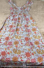 Miusol Women's Floral Printed Smocked Waist Maxi Long Dress Light Blue Large