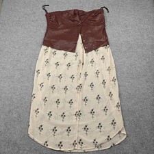 Anthropologie Dress Womens XL Brown Floral Faux Leather Strapless Maxi Boho